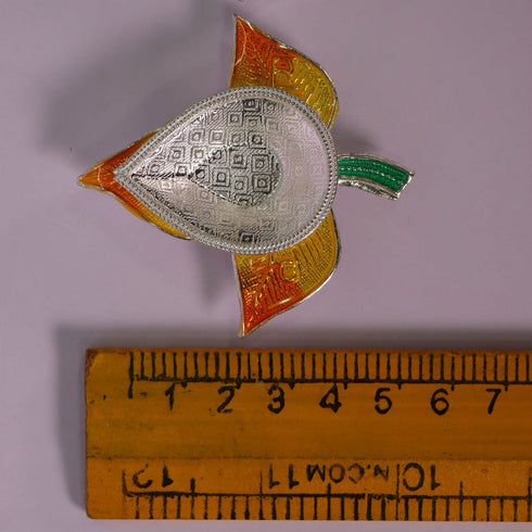 Pure Silver Gold Bilva Patram Fancy Diya 14.73g